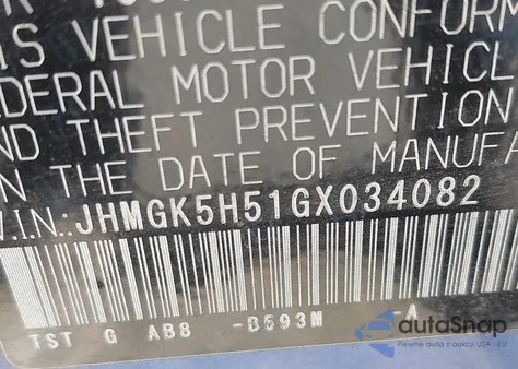 2016 Honda Fit Lx из США, поврежденный, VIN JHMGK5H51GX034082